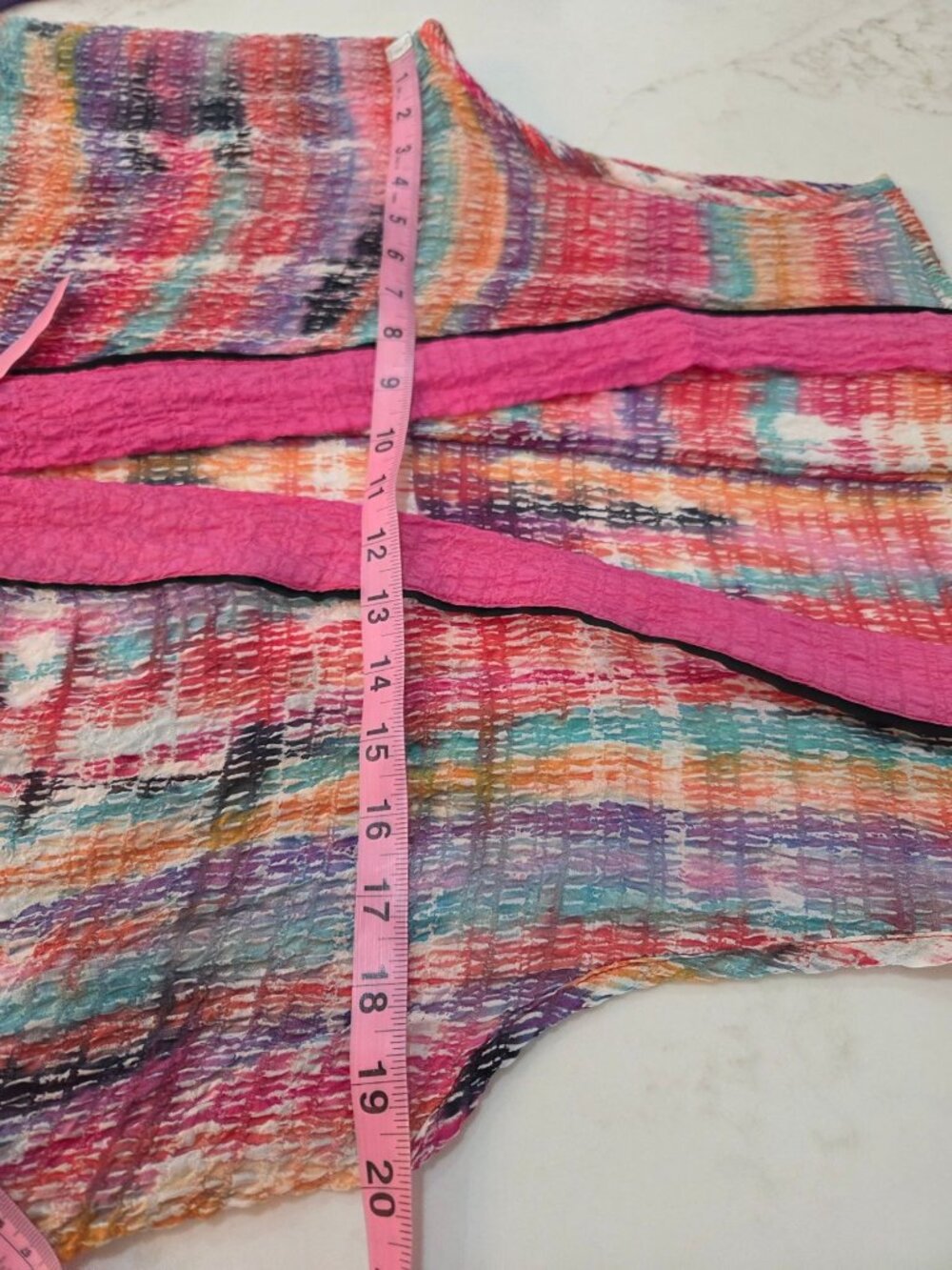 Shekina Hand-Painted & Sewn Silk Vest M Art To Wear Boho Open Front Crinkle - Picture 8 of 11
